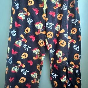 Tweety Bird Pajama Pants, Juniors XL (15/17), Black, Halloween Theme (b6)